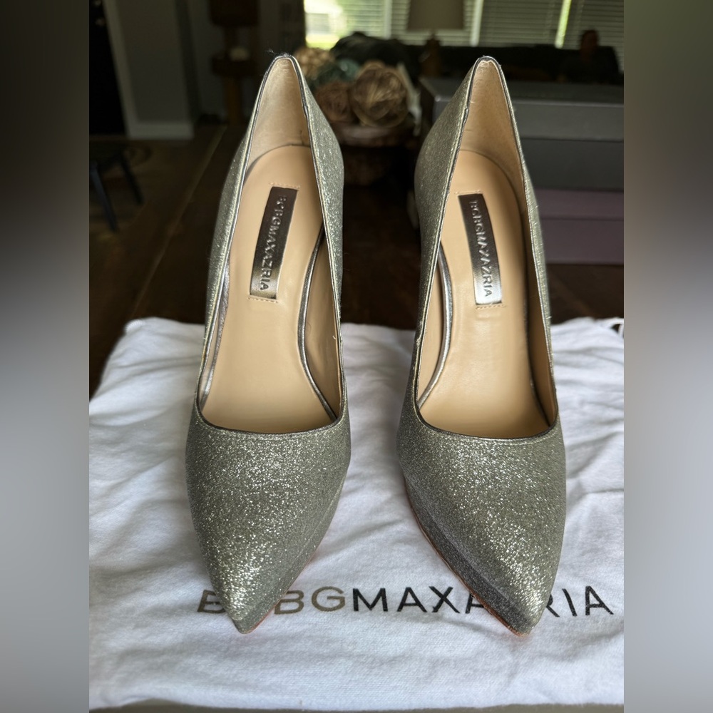 BCBGMaxAzria Women's Glitter Heels - Silver